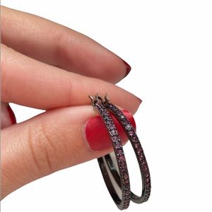 Vintage Coach Hoop Earrings w/Purple Stones